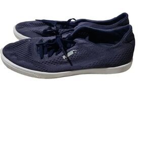 Puma Ladies Size 6.5 Blue Mesh Lo Top Sneakers